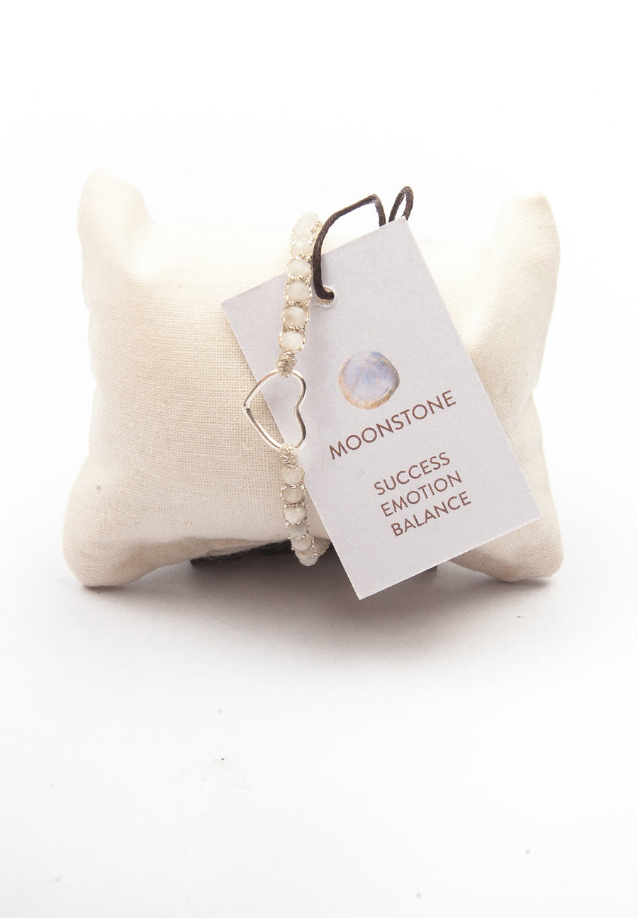 Moonstone Heart Bracelet | Silver