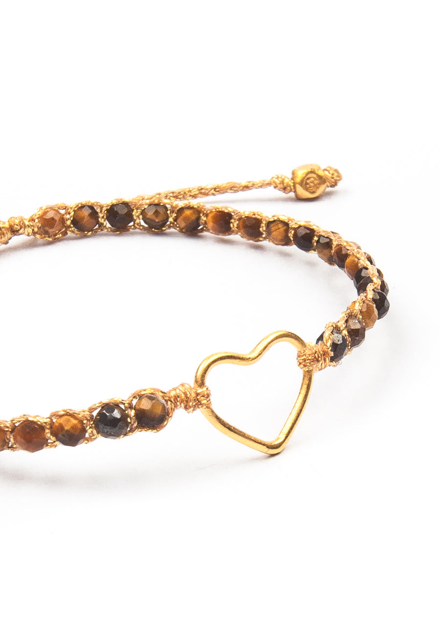 Tiger Eye Bracelet Heart | Gold