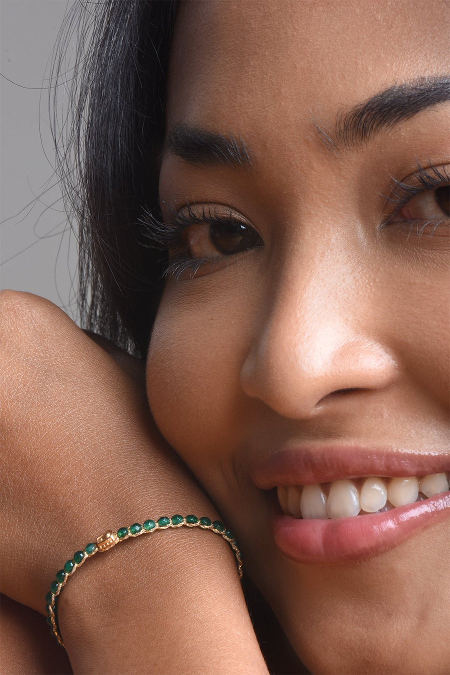 Green Emerald Agate Bracelet | Gold