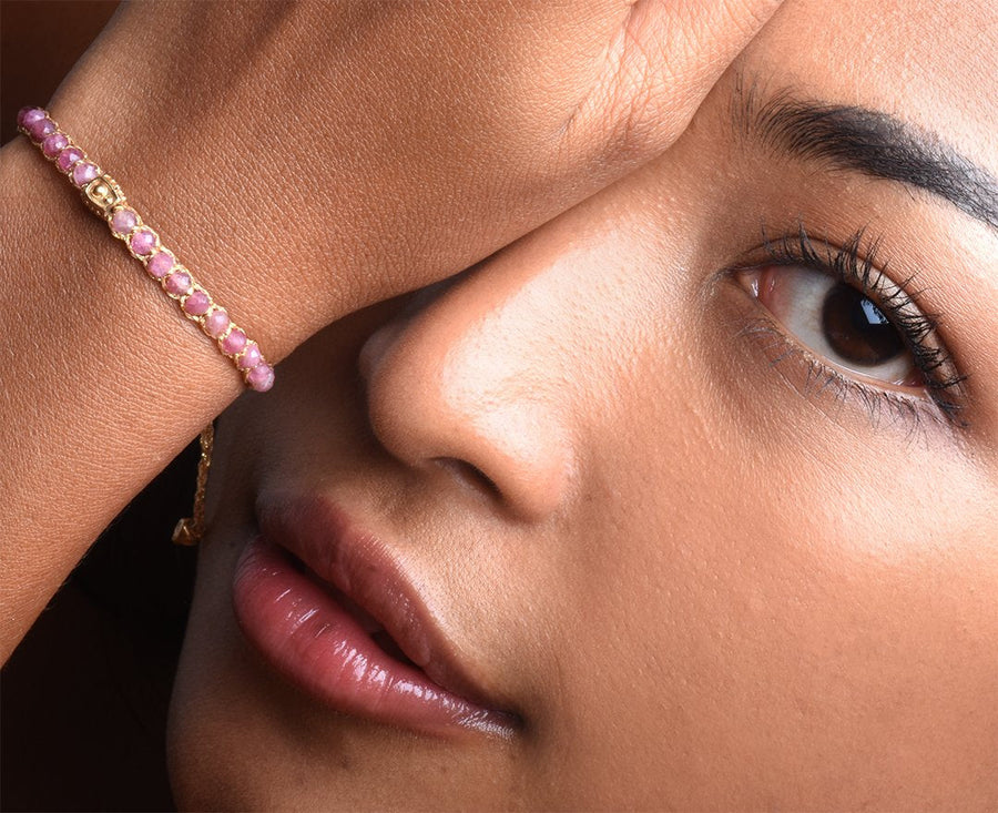 Pink Tourmaline from Mozambique Bracelet | Gold