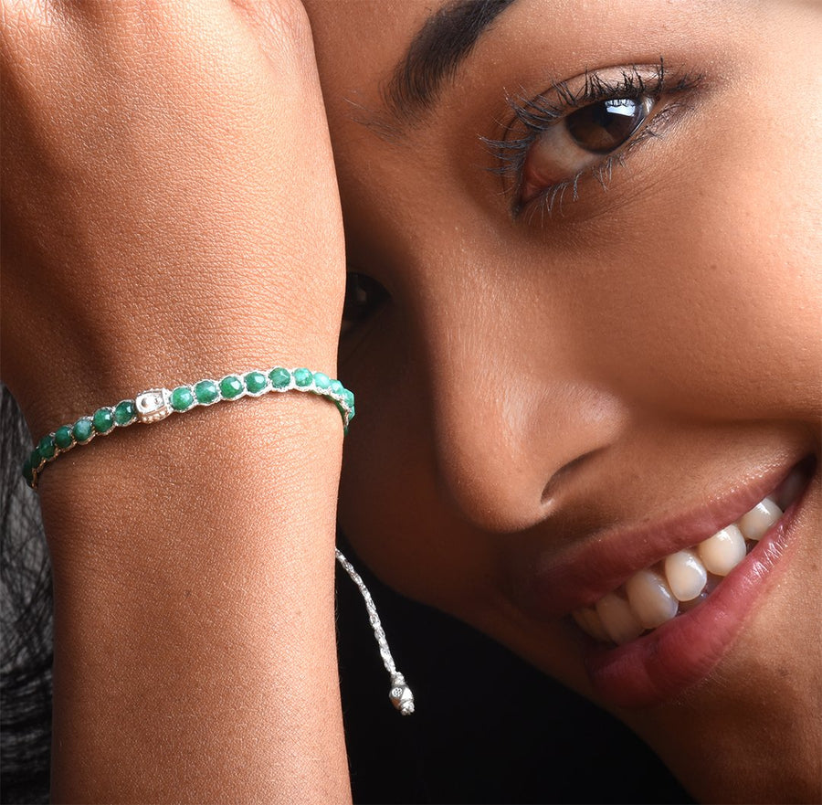 Green Emerald Agate  Bracelet | Silver