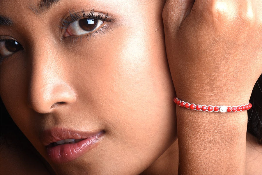 Red Coral Bracelet | Silver