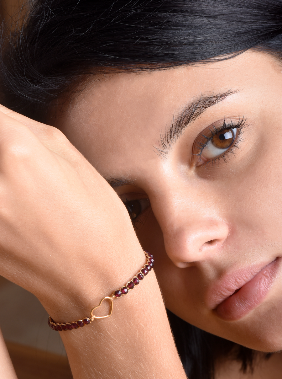 Ruby Heart Bracelet | Gold