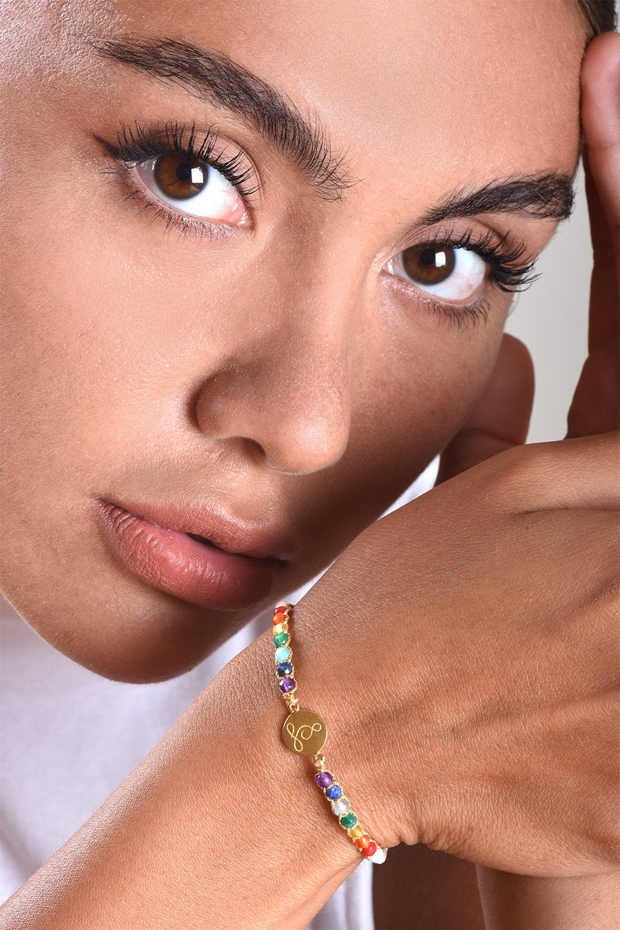 Lotus 7 Chakras Lemon Quartz Bracelet | Gold