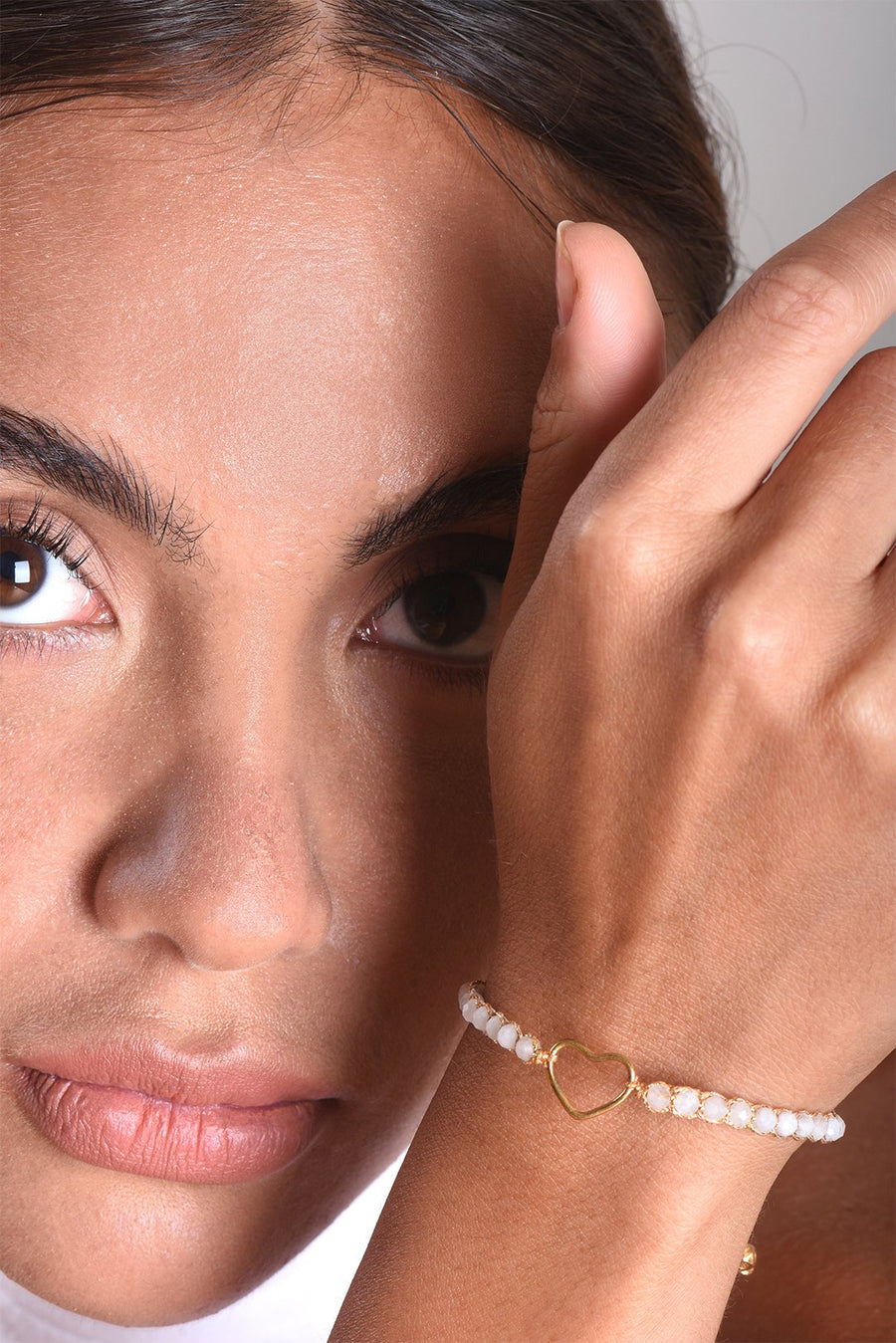 Moonstone Heart Bracelet | Gold